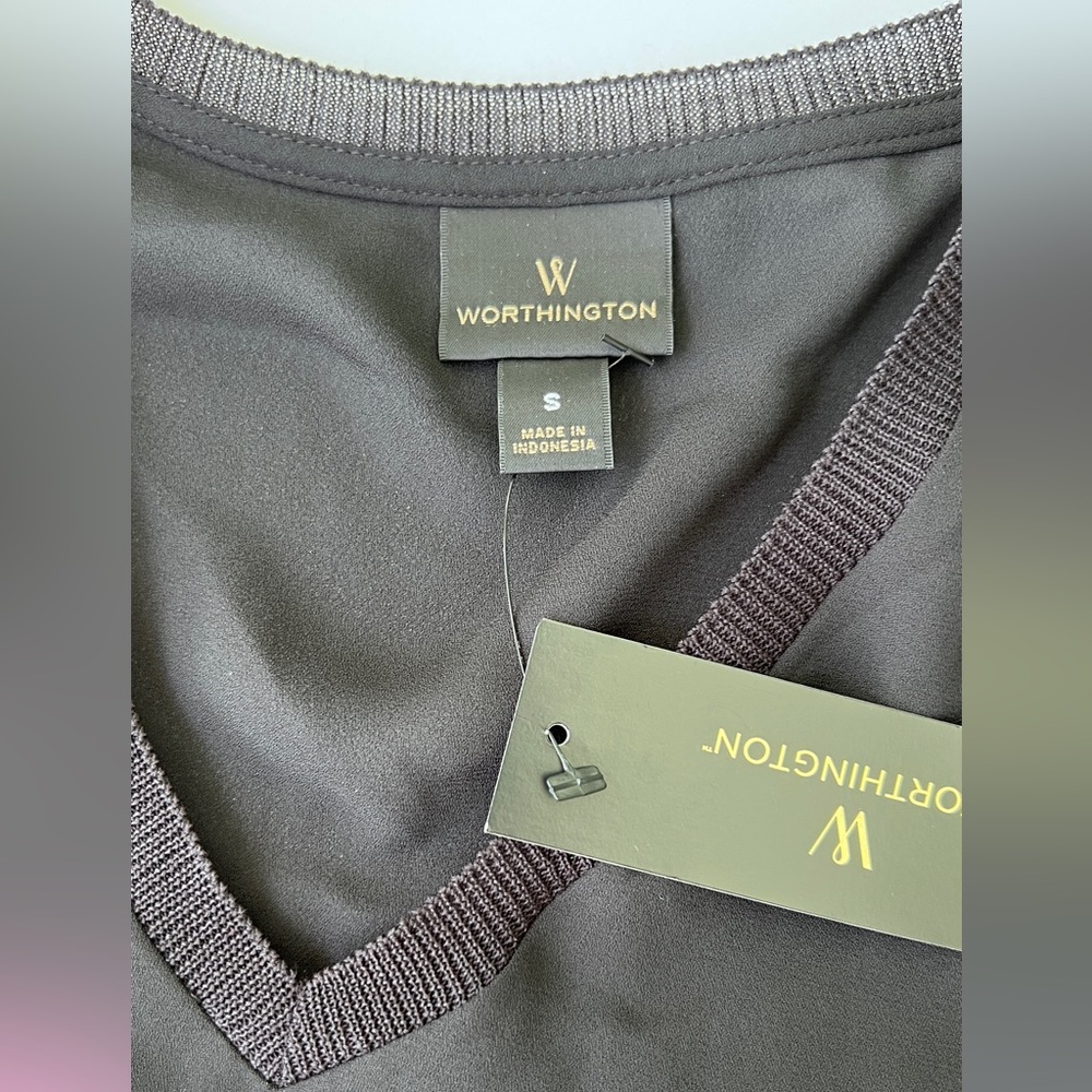 NWT Stunning Worthington Black Ladies Blouse Casual Formal Top - Picture 5 of 11